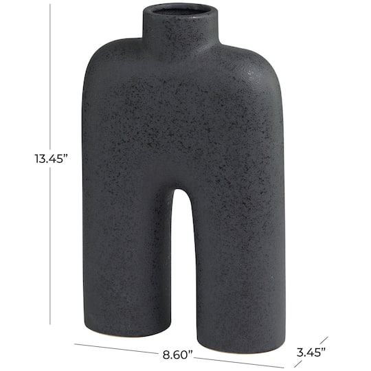 13" Black Ceramic Arched Abstract Vase